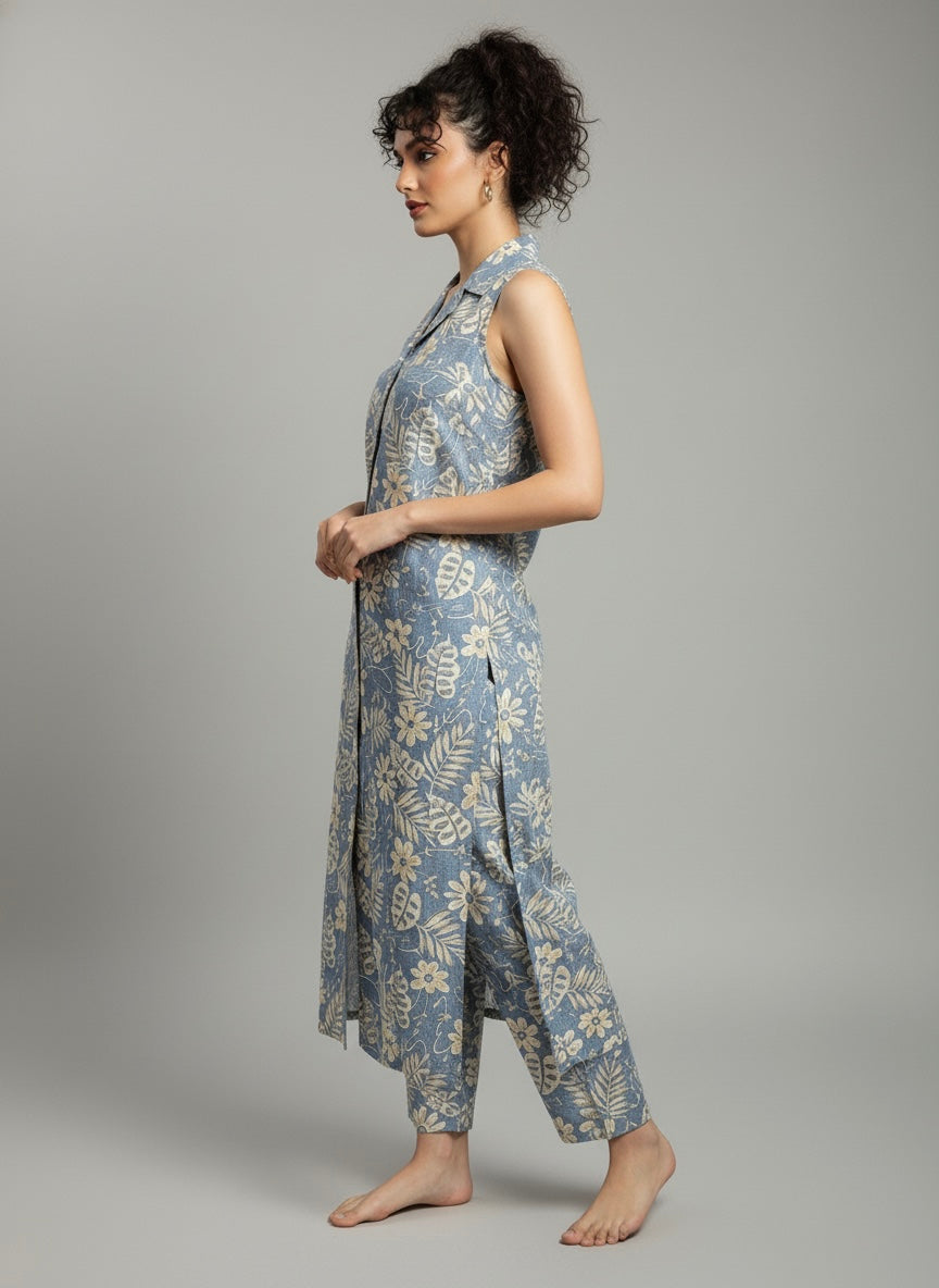 Grey Blossom Cotton 2-Piece Set