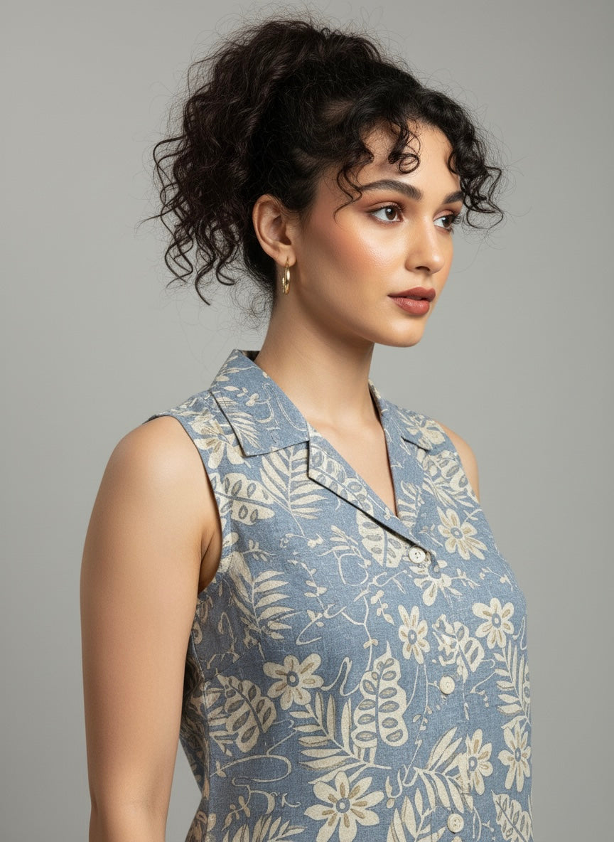 Grey Blossom Cotton 2-Piece Set