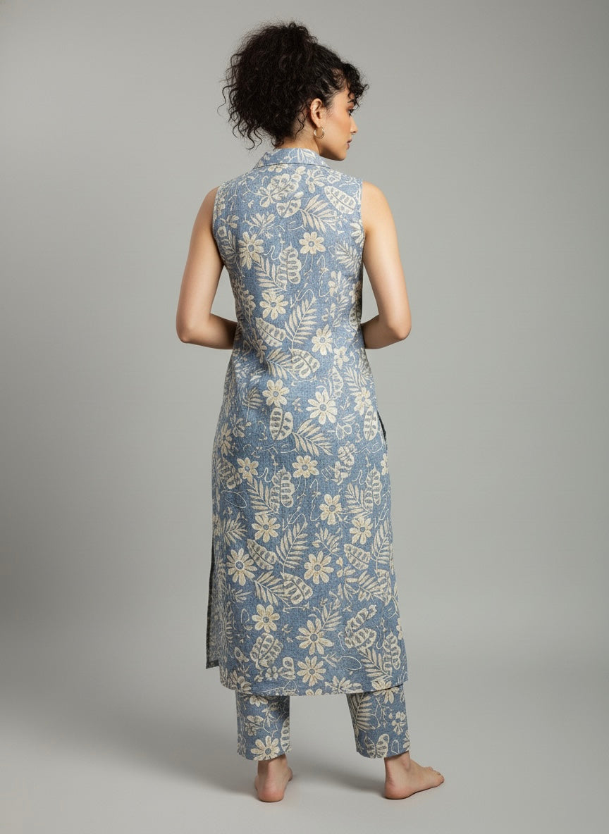 Grey Blossom Cotton 2-Piece Set