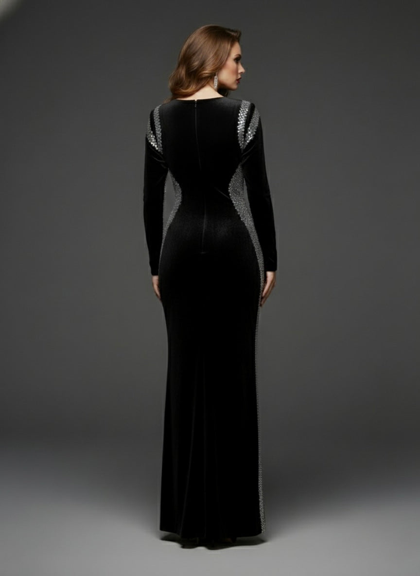 Diamond Edge Velvet Bodycon Gown