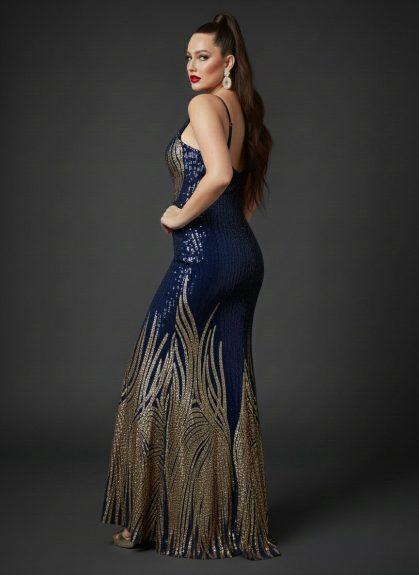 Midnight Sparkle Designer Mermaid Gown