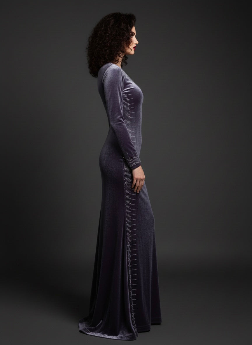 Purple Velvet Mermaid Gown