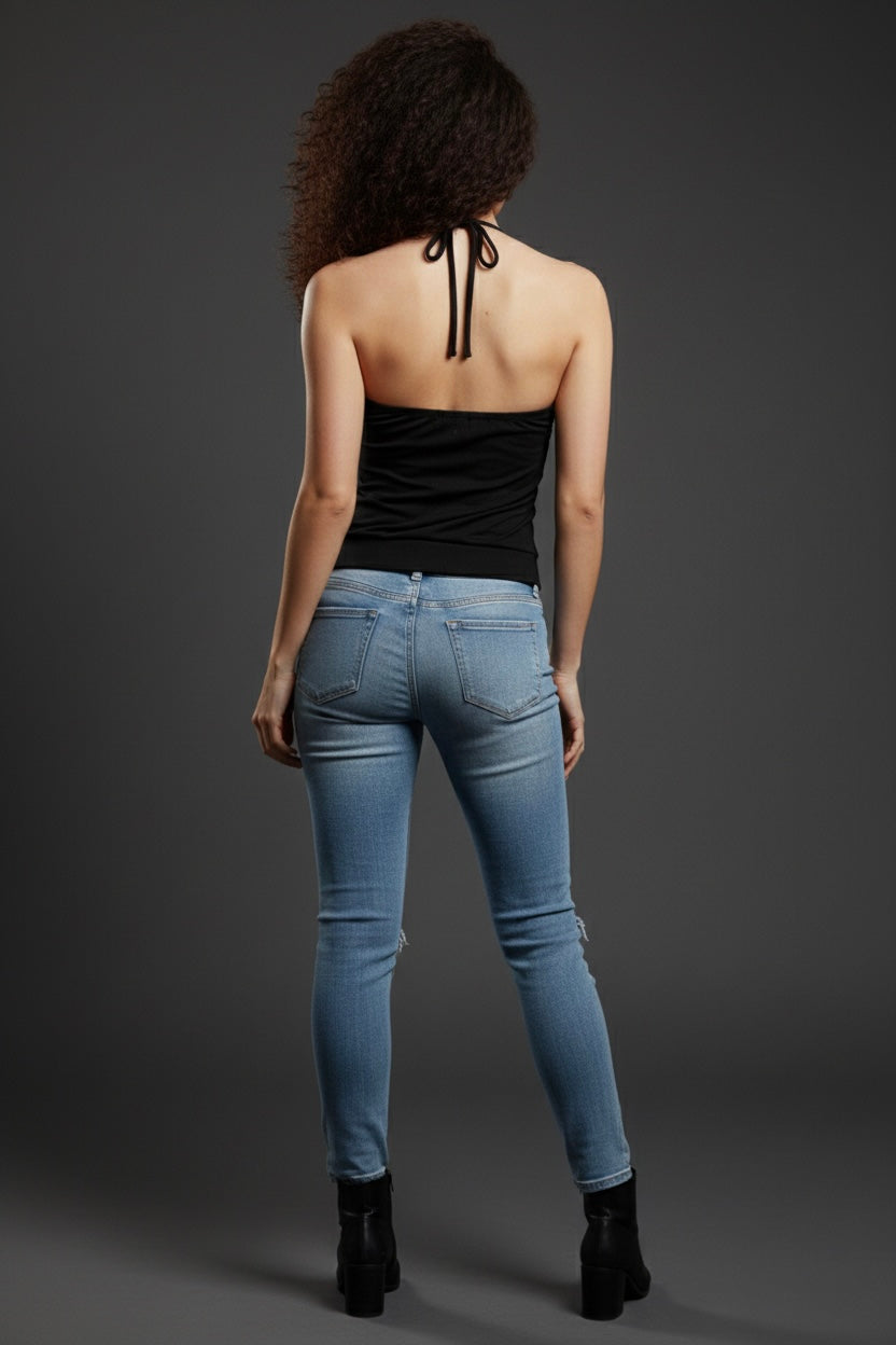 Black Jewel Halter Top