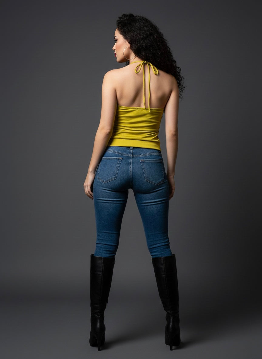 Glam Party Halter Top - Yellow