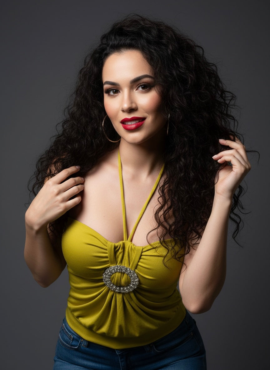 Glam Party Halter Top - Yellow