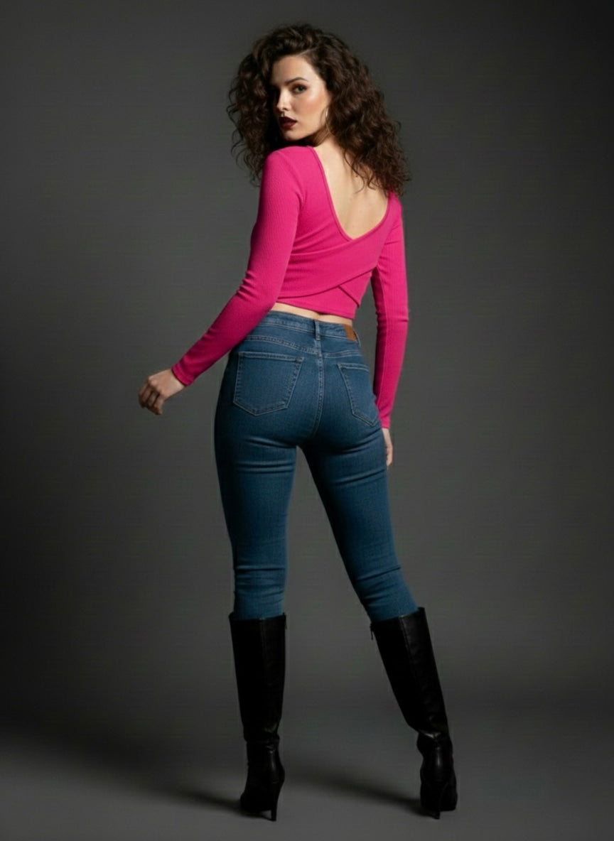 Pink Crossover Crop Top