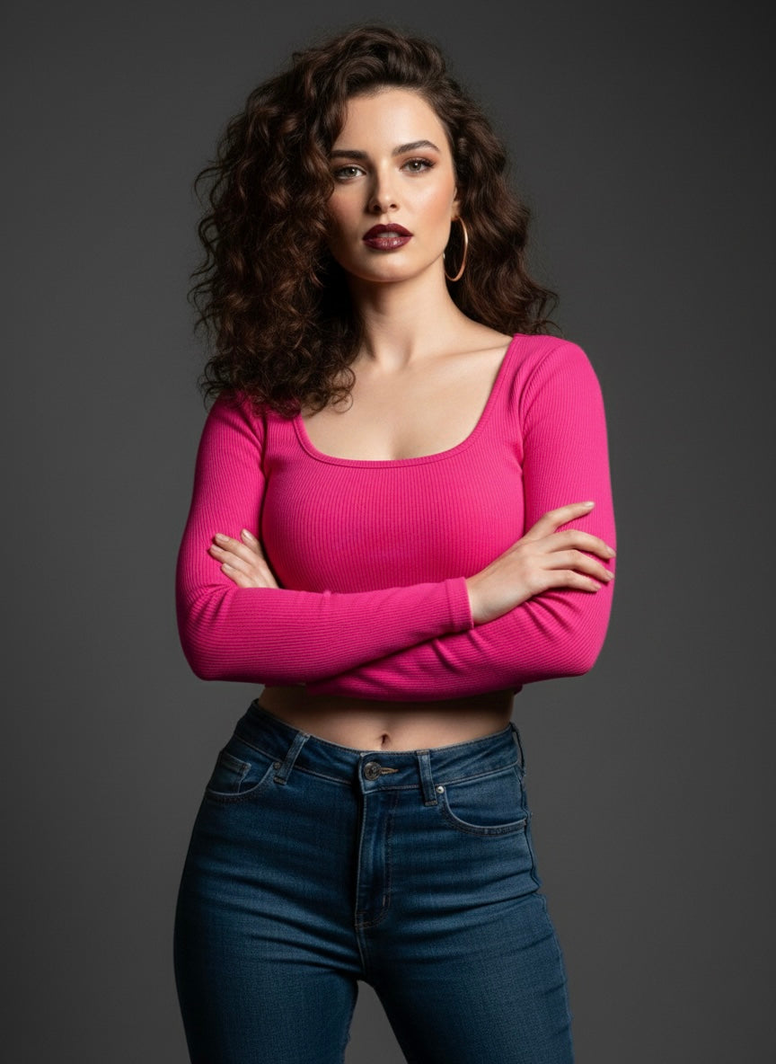 Pink Crossover Crop Top