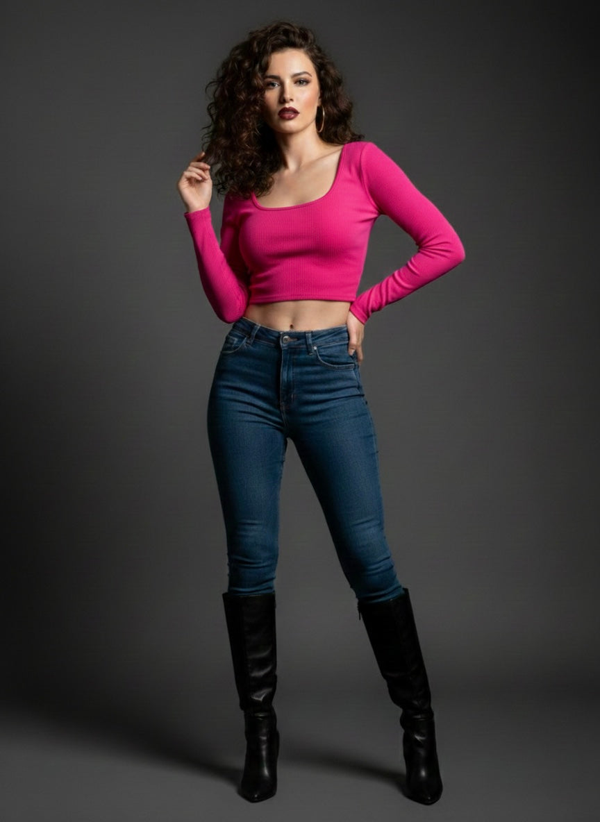 Pink Crossover Crop Top