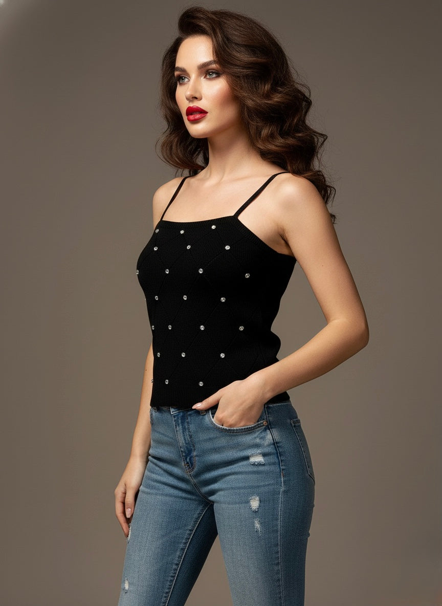 Black Jewel Knit Top