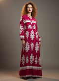 Magenta Full-Length Gown with Intricate White Work