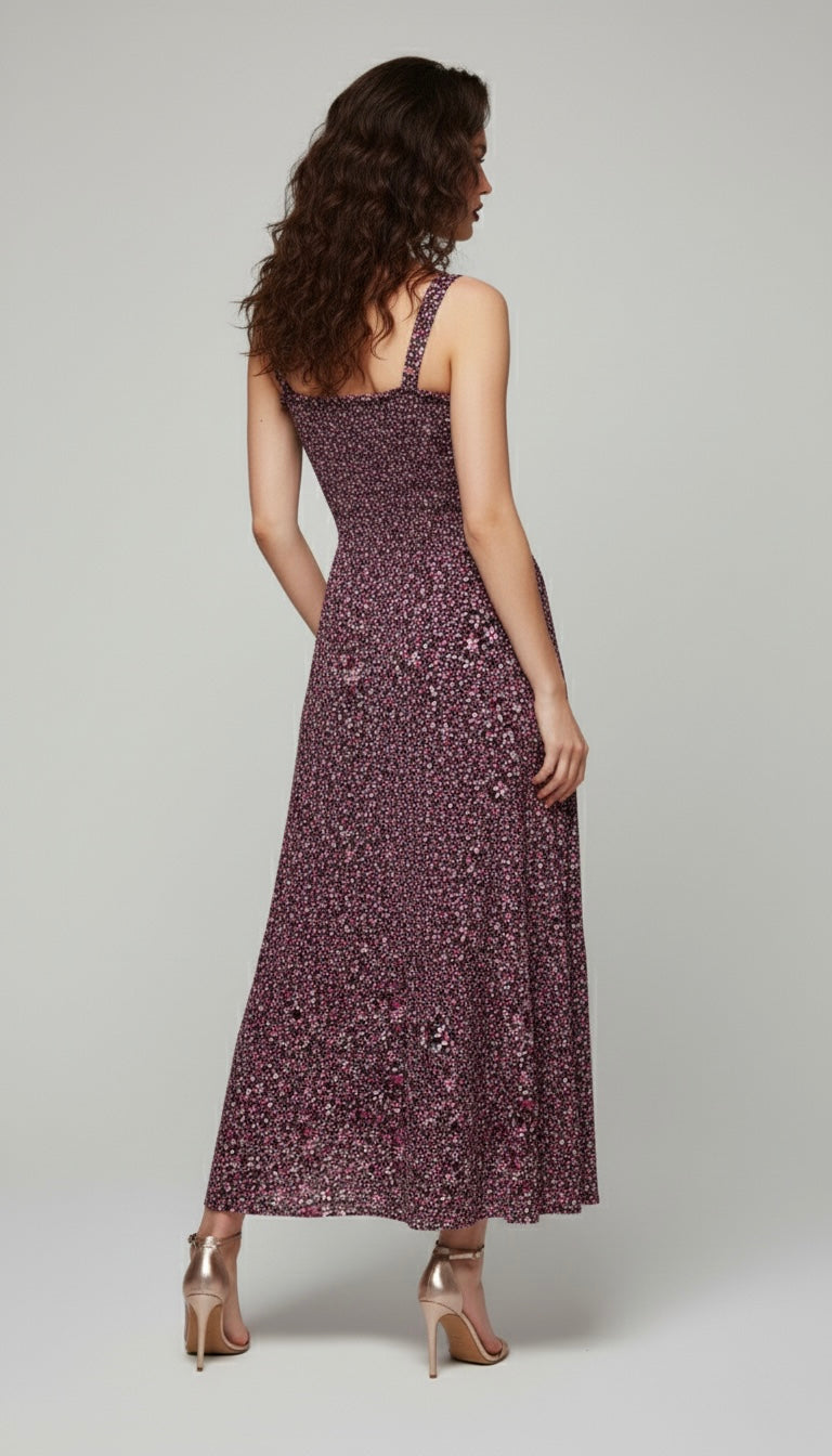 Women’s Floral Print Strappy Maxi Dress