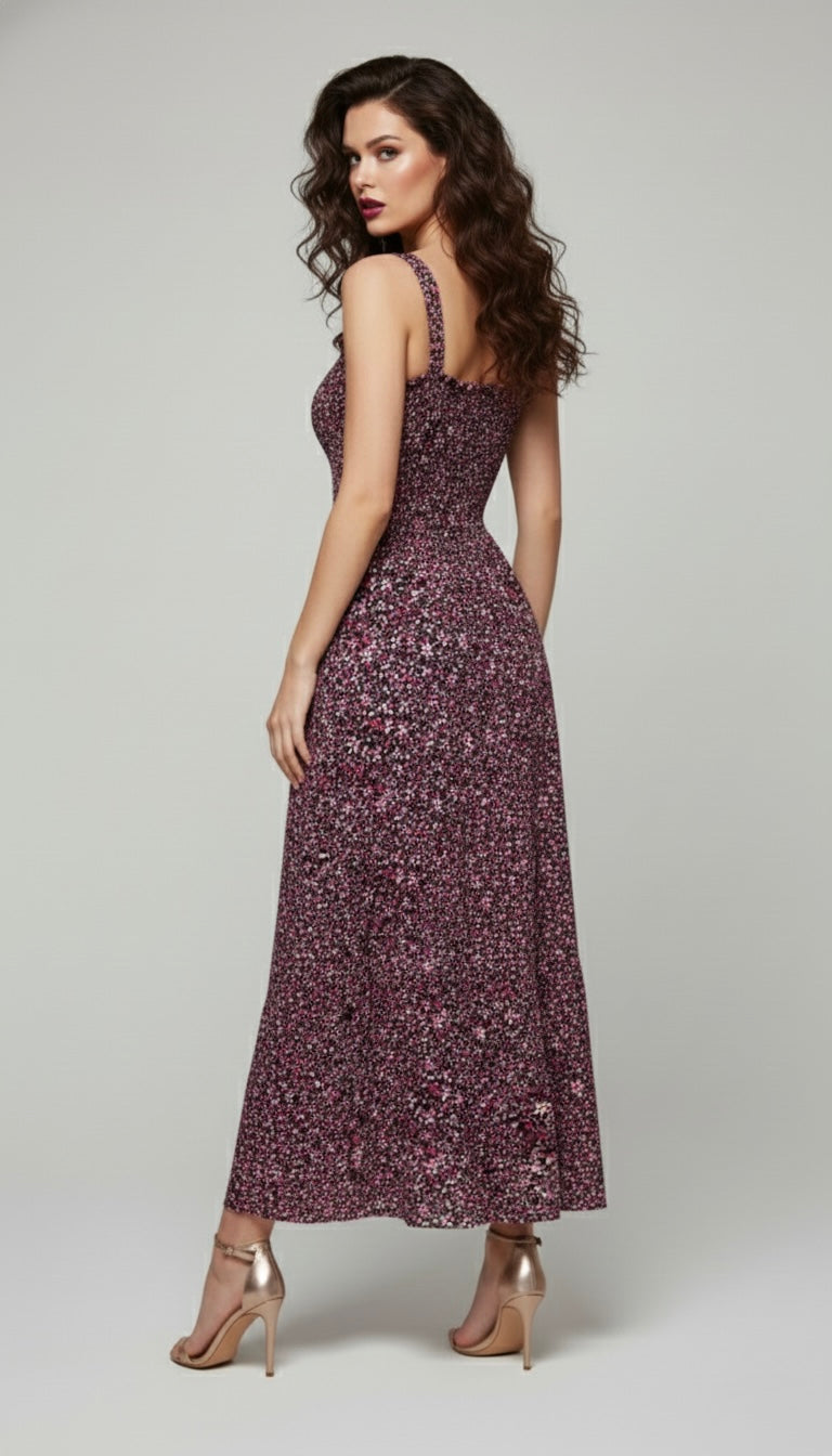 Women’s Floral Print Strappy Maxi Dress