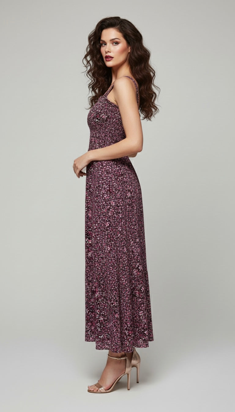 Women’s Floral Print Strappy Maxi Dress