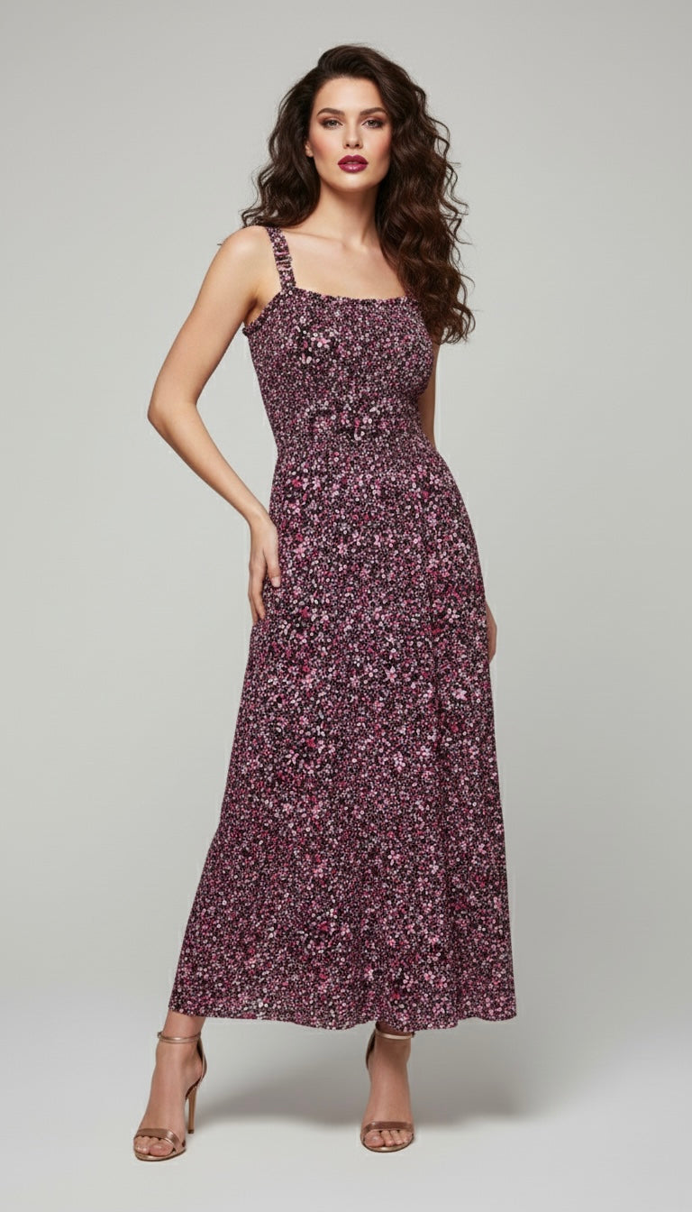 Women’s Floral Print Strappy Maxi Dress