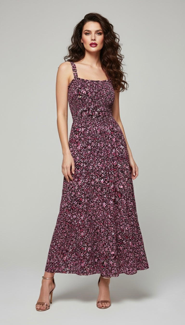 Women’s Floral Print Strappy Maxi Dress