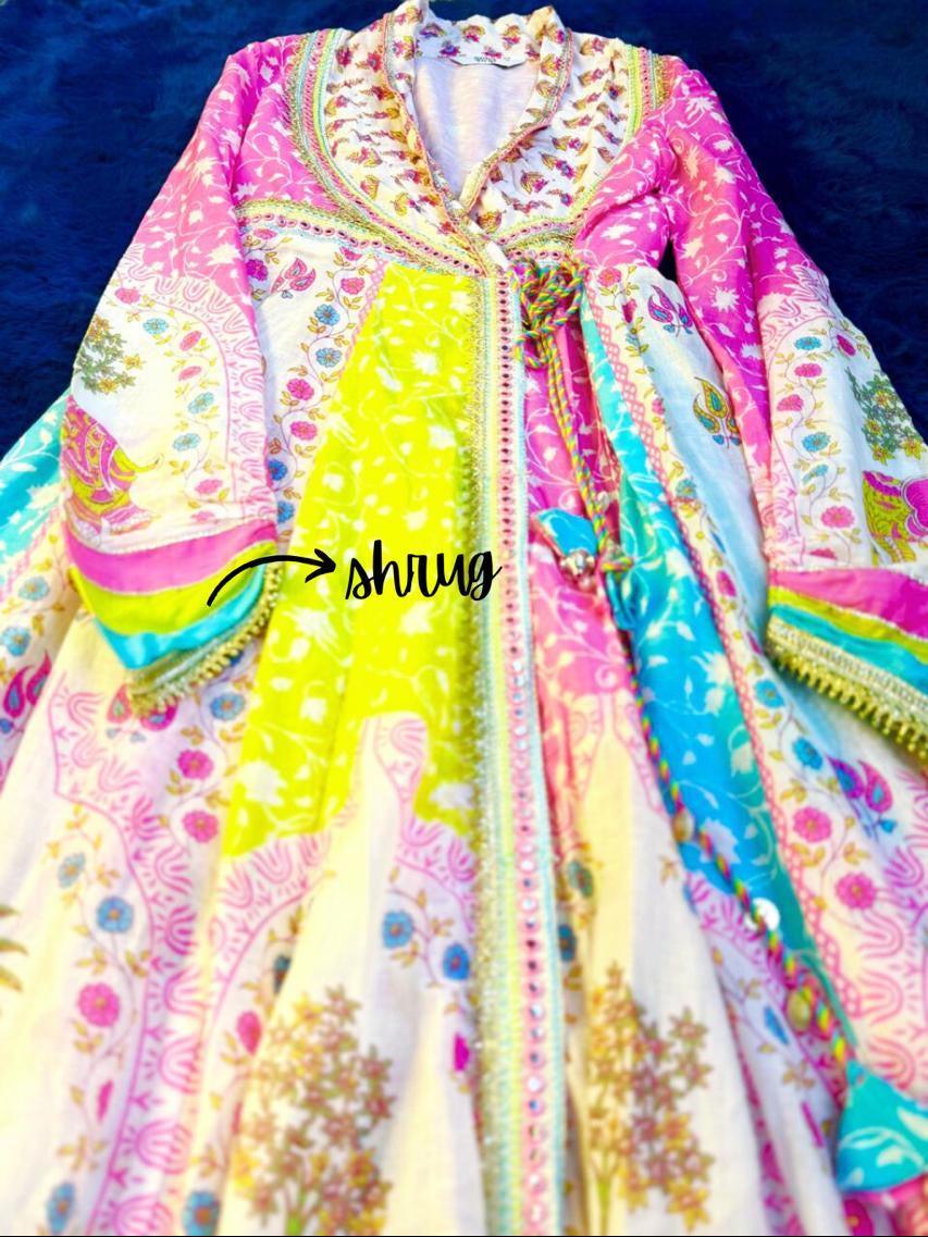 Jaipuri Print Gown with Shrug