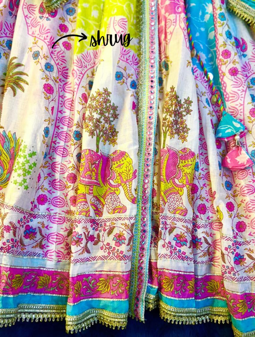 Jaipuri Print Gown with Shrug