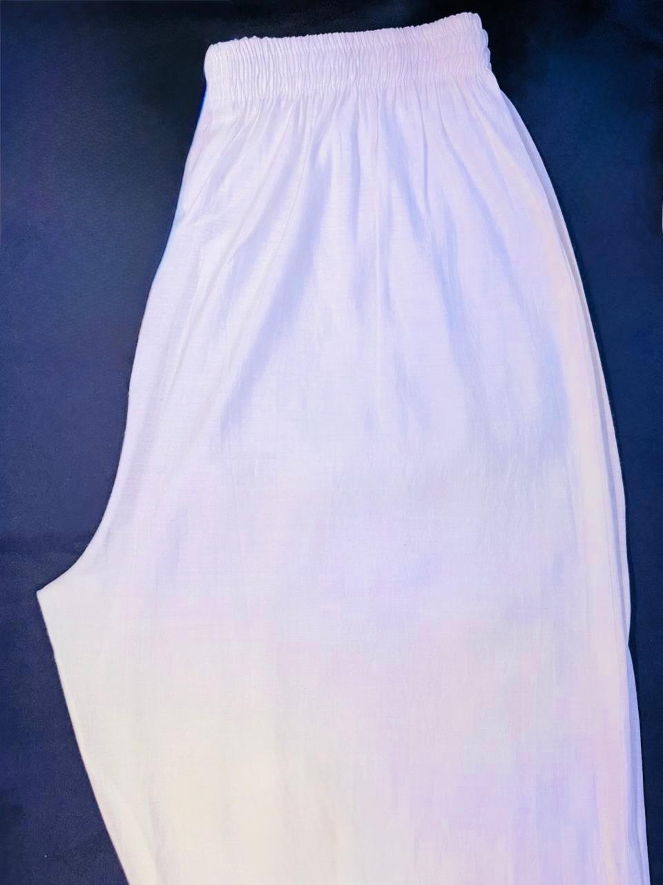 White Cotton Suit with Pink Embroidery & Organza Dupatta