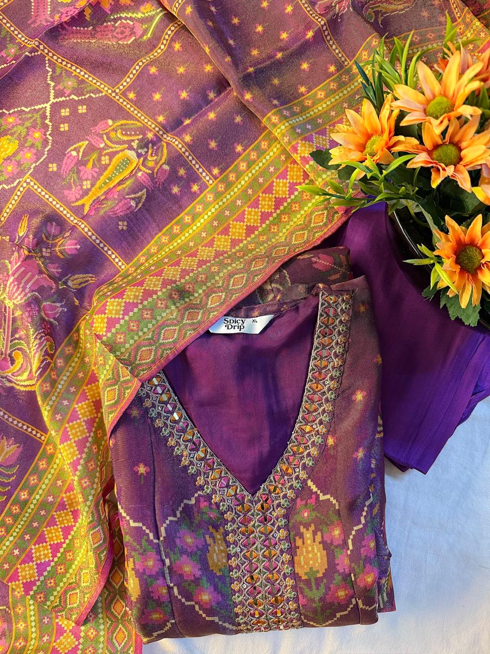 Purple Sunset Shimmer Silk Anarkali Suit