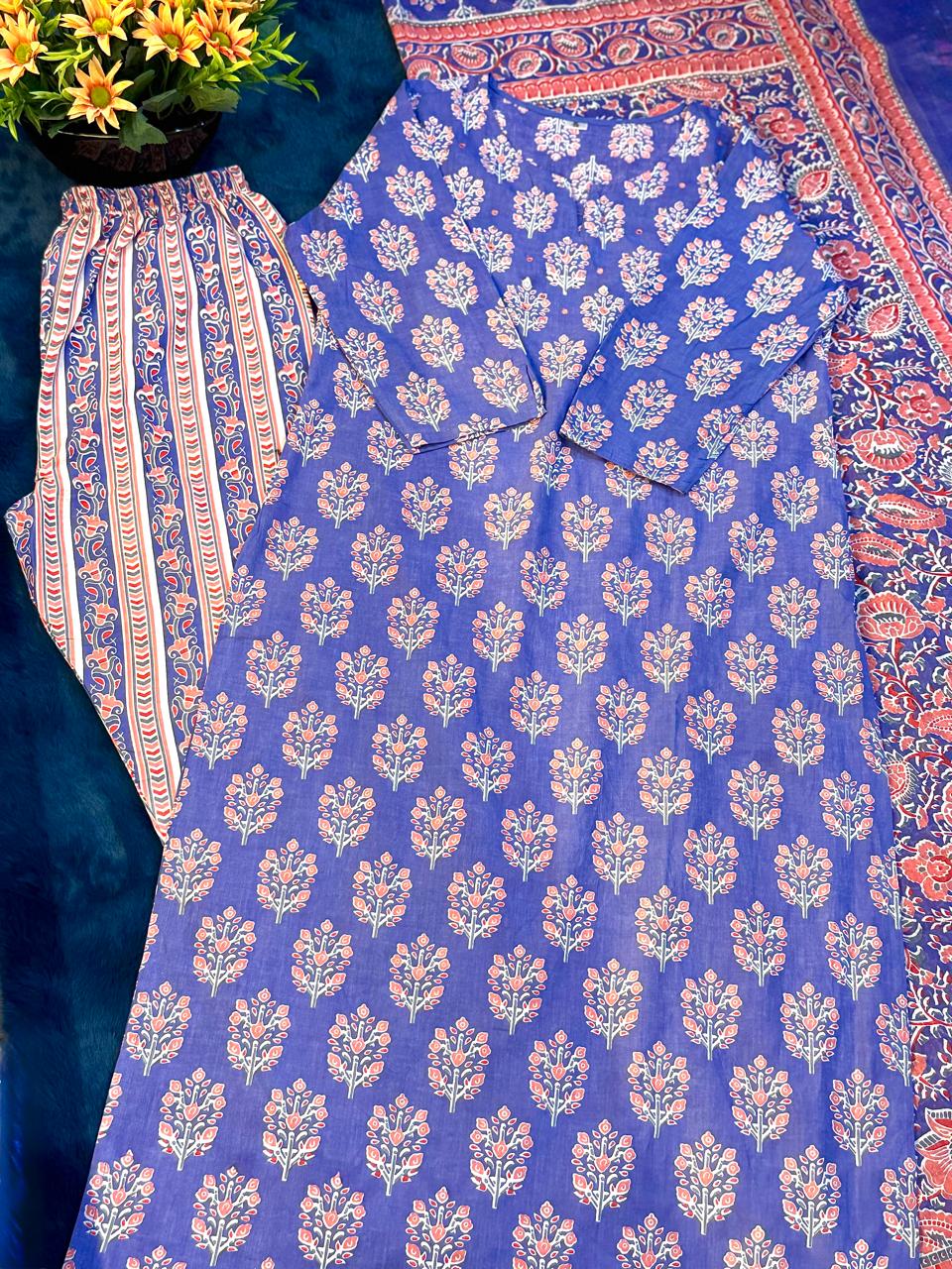 Floral Grace Cotton Suit