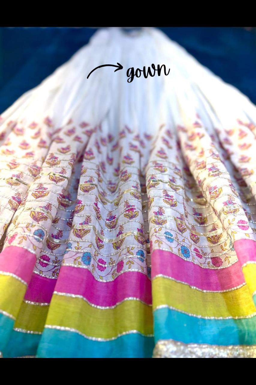 Jaipuri Print Gown with Shrug