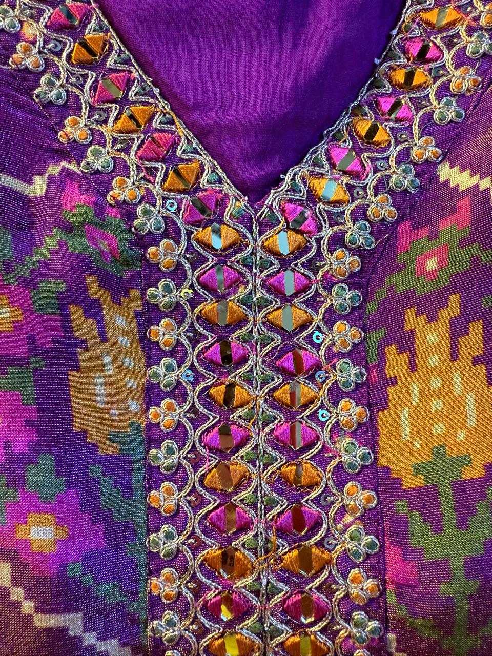 Purple Sunset Shimmer Silk Anarkali Suit