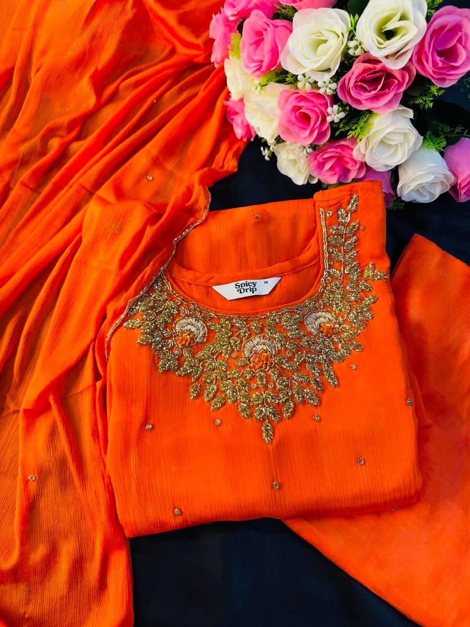 Tangerine Spark Handcrafted Suit