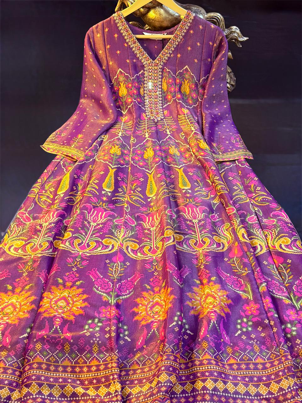 Purple Sunset Shimmer Silk Anarkali Suit