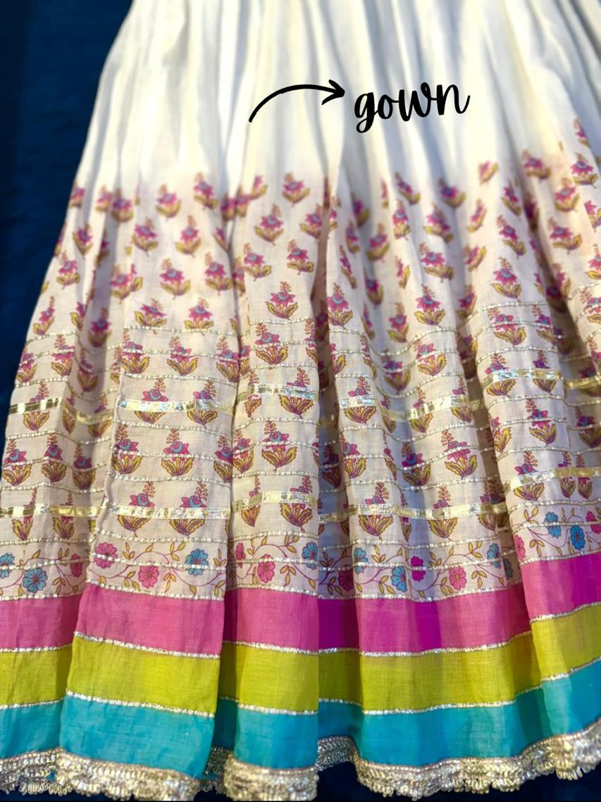 Jaipuri Print Gown with Shrug