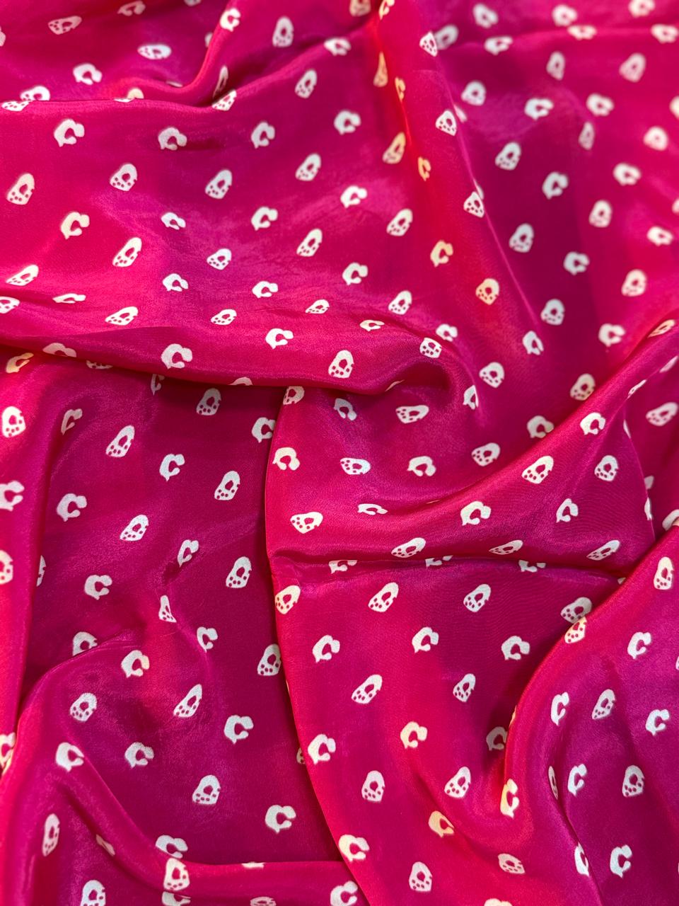 Pink Shimmer Banarasi Temple Design Suit With Bandhej-Style Silk Dupatta