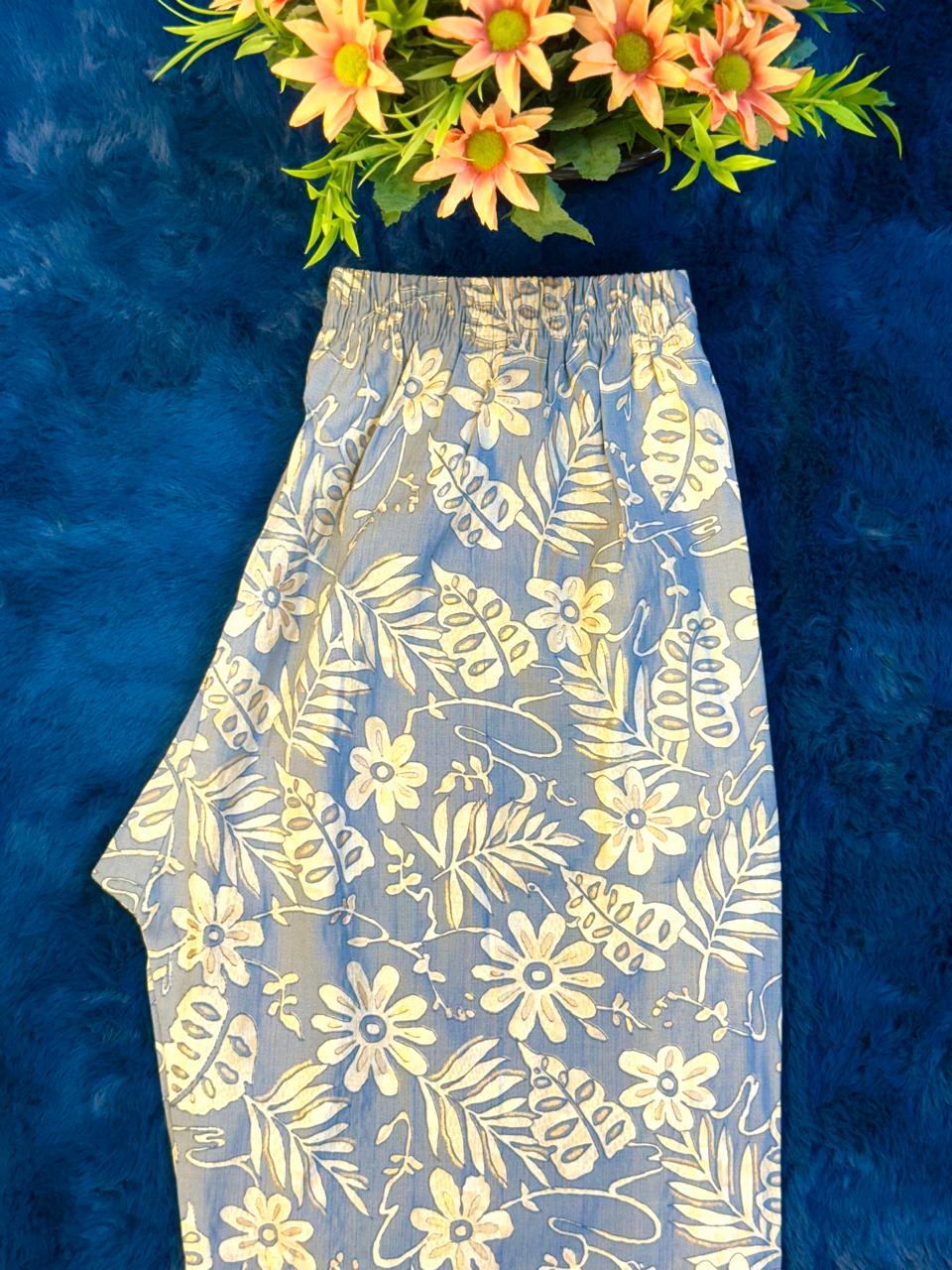 Grey Blossom Cotton 2-Piece Set