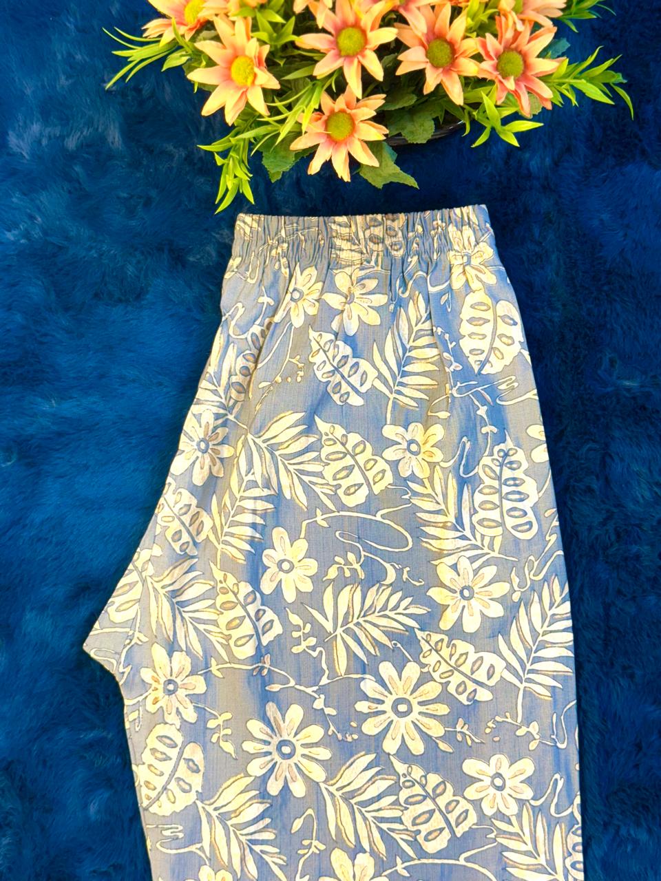 Grey Blossom Cotton 2-Piece Set