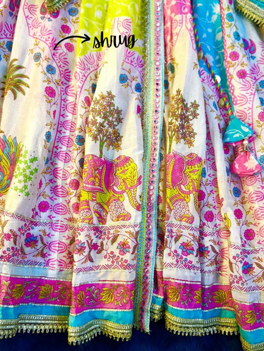 Jaipuri Print Gown with Shrug