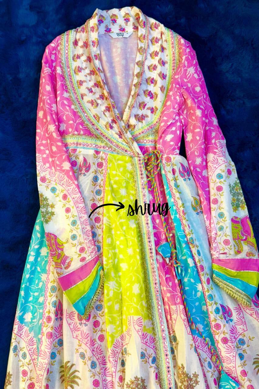 Jaipuri Print Gown with Shrug