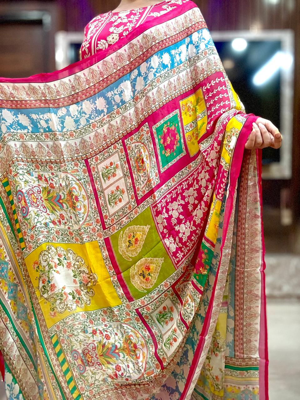 Vibrant Bloom Designer Crepe Suit
