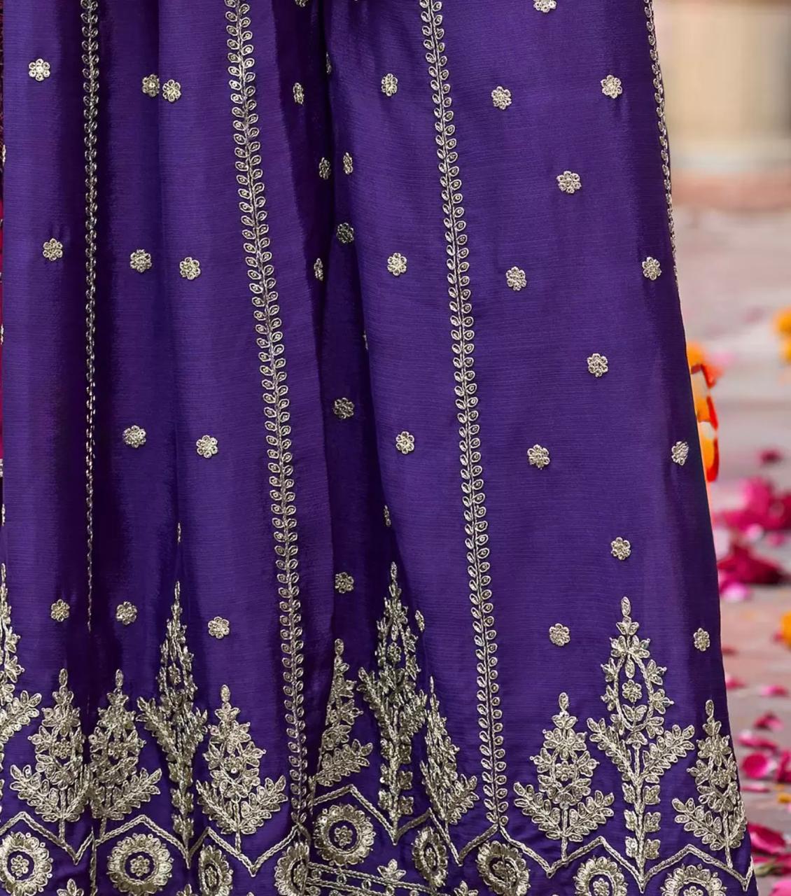 Pink & Purple Embroidered Sharara Set