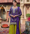 Purple & Green Embroidered Sharara Set