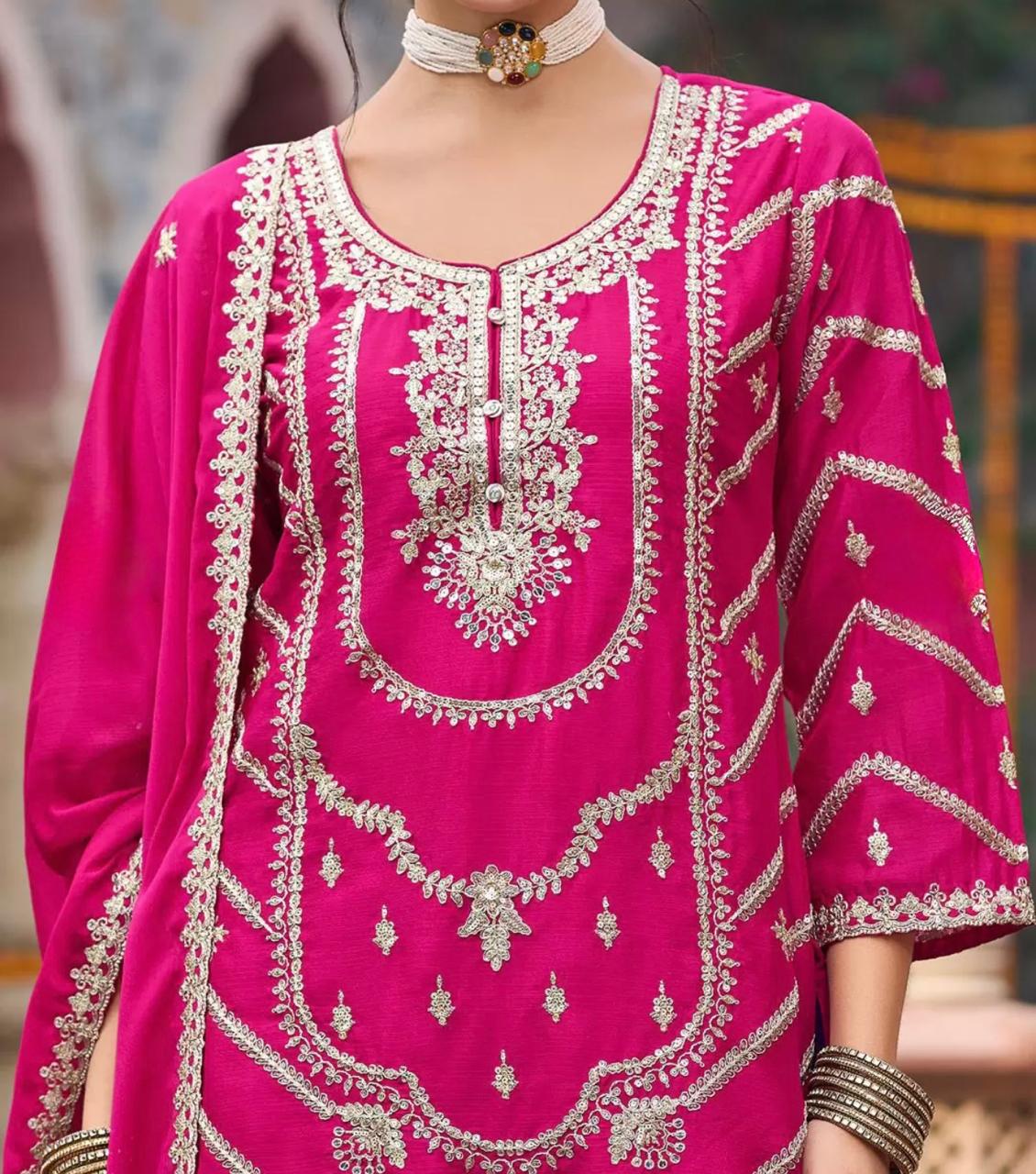 Pink & Purple Embroidered Sharara Set