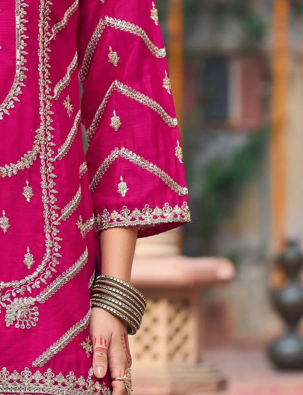 Pink & Purple Embroidered Sharara Set