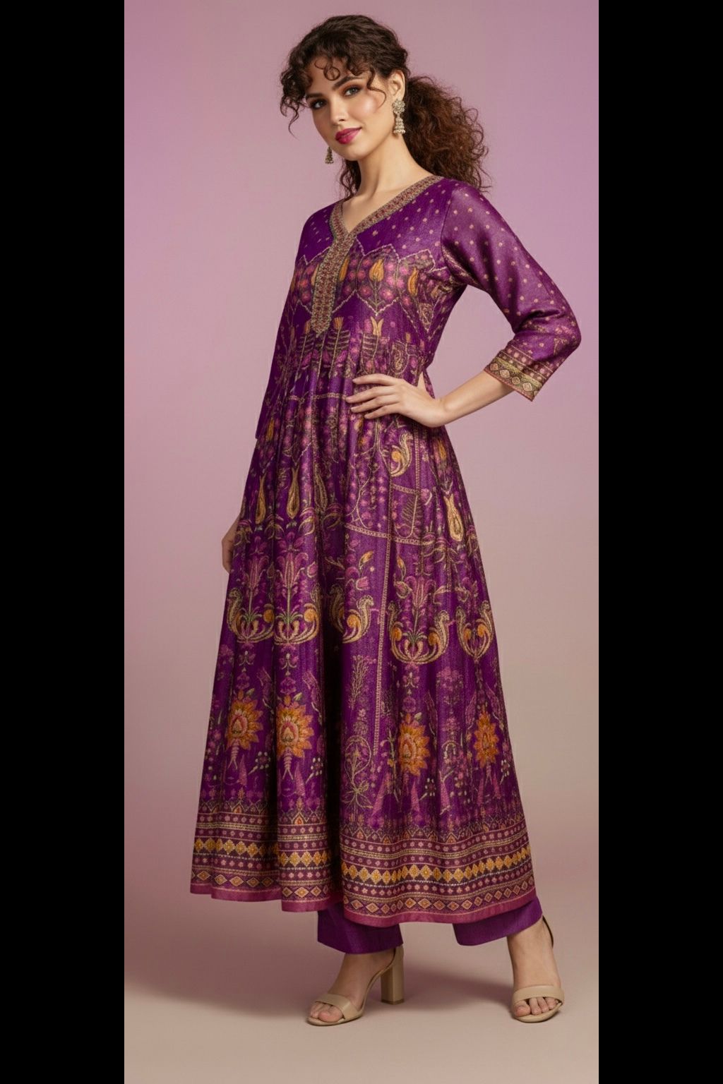 Purple Sunset Shimmer Silk Anarkali Suit