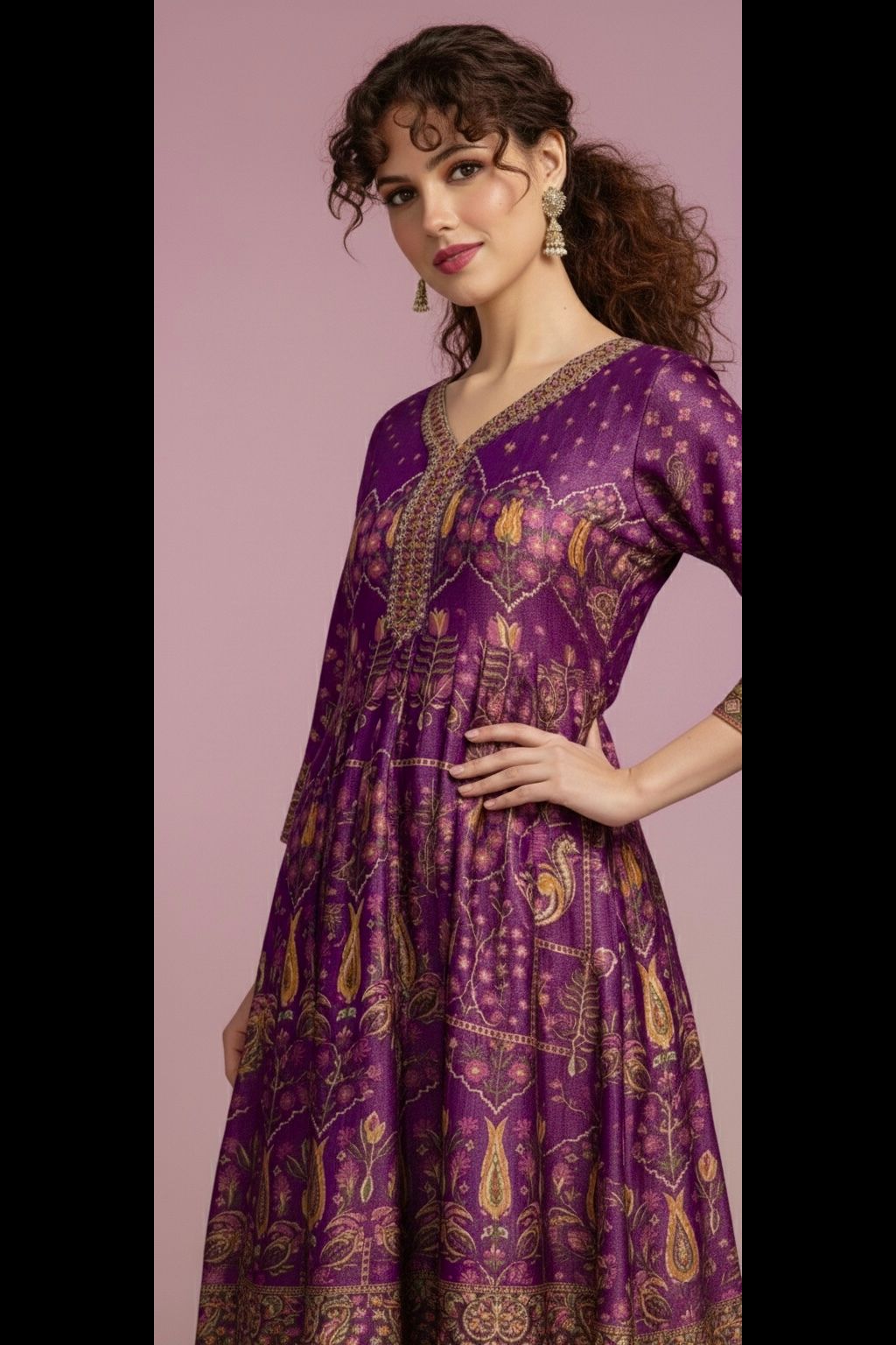 Purple Sunset Shimmer Silk Anarkali Suit