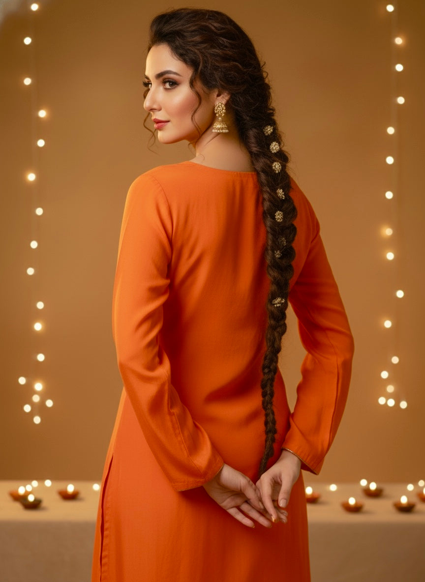 Festive Aura Orange Suit Set