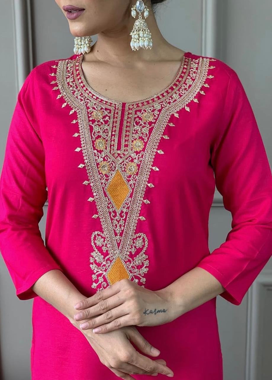 Festive Bloom Embroidered Suit