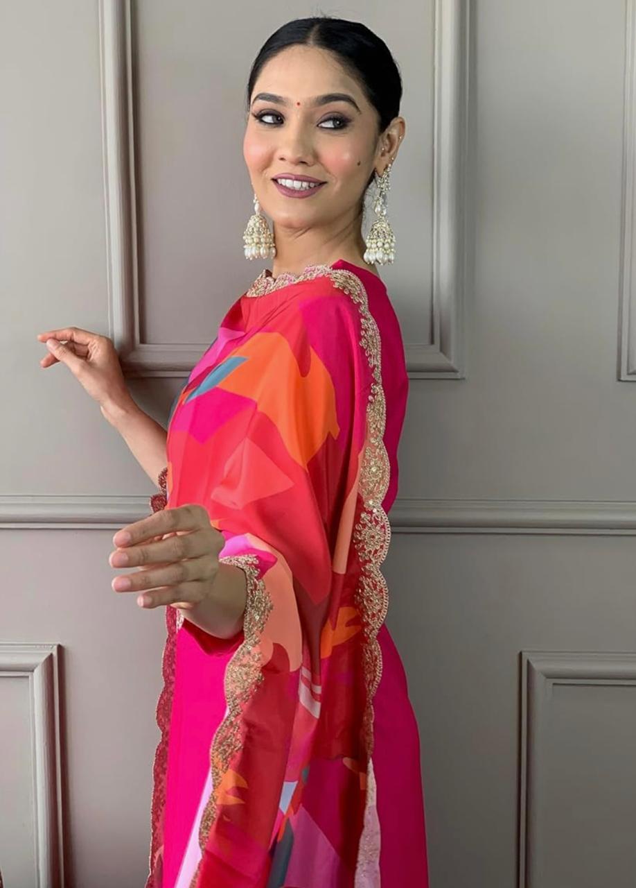 Festive Bloom Embroidered Suit